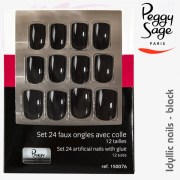 Set 24 faux ongles Black Idyllic nails boite Peggy Sage